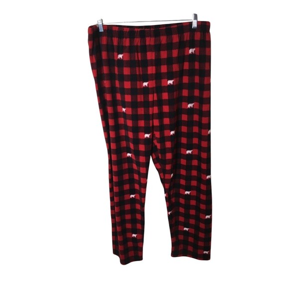 Place Pajama Pants Women's Size XXL Red Black Plaid Bears - Picture 1 of 3